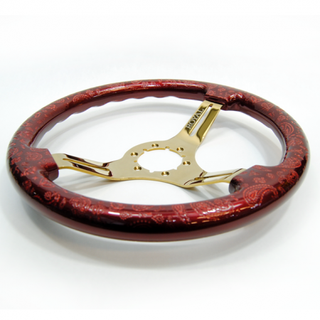 Candy Red over Paisley Etch on Gold Spokes - 350mm - Image 4