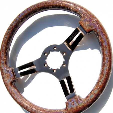 Paisley Etch w/ Oil Sparkle on Copper Spokes - 350mm - Image 2