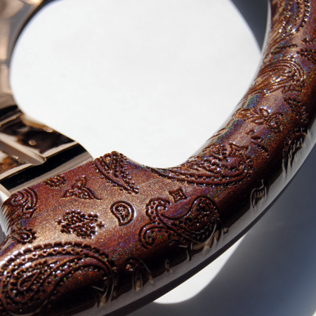 Paisley Etch w/ Oil Sparkle on Copper Spokes - 350mm