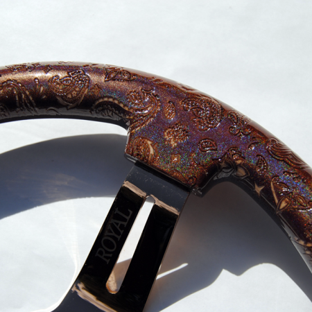 Paisley Etch w/ Oil Sparkle on Copper Spokes - 350mm - Image 4