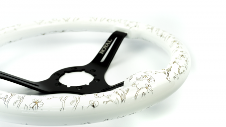 Halo w/ Cherry Branches Etch on Black Spokes - Image 3