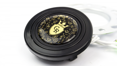 Horn Button - Paisley & Crest - Gold