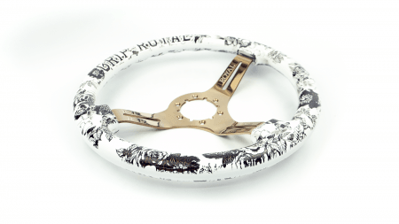 Halo w/ Floral & Text Etch & Black Patina Inlay on Copper Spokes - 350mm