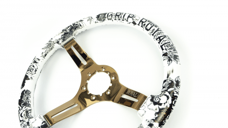 Halo w/ Floral & Text Etch & Black Patina Inlay on Copper Spokes - 350mm - Image 6
