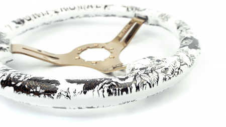 Halo w/ Floral & Text Etch & Black Patina Inlay on Copper Spokes - 350mm - Image 5