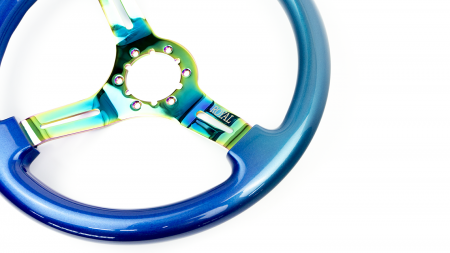 Tahitian Green Fade to Blue Metallic on Neochrome Spokes - 350mm - Image 6