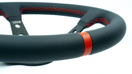 Club - 350mm - Leather w/ Red Stitch & Stripe - Image 2