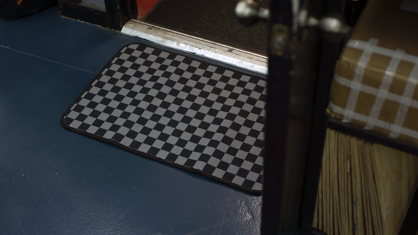 Shop Floor Mat - Checkerboard - Grey & Black - Grip Royal