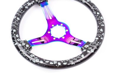 Black Pearl w/ Cherry Branches Etch w/ Tiffanys Inlay on Neochrome Spokes - 350mm - Image 2