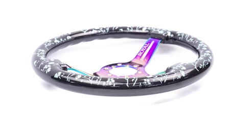 Black Pearl w/ Cherry Branches Etch w/ Tiffanys Inlay on Neochrome Spokes - 350mm - Image 4