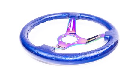 Blue Metallic over Floral Etch on Neochrome Spokes - 350mm - Image 2