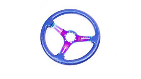 Blue Metallic over Floral Etch on Neochrome Spokes - 350mm - Image 5