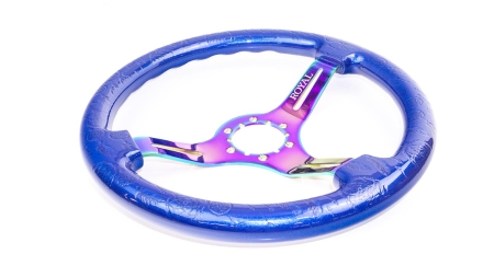 Blue Metallic over Floral Etch on Neochrome Spokes - 350mm - Image 4
