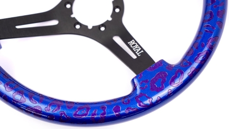 Blue Metallic w/ Leopard Etch w/ Plumcrazy Inlay on Black Spokes - 350mm