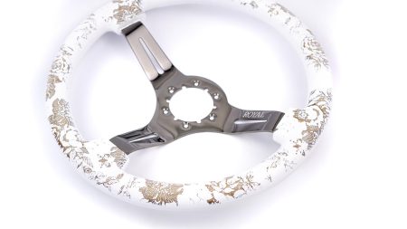 Halo w/ Floral Etch on Black Chrome Spokes - 350mm