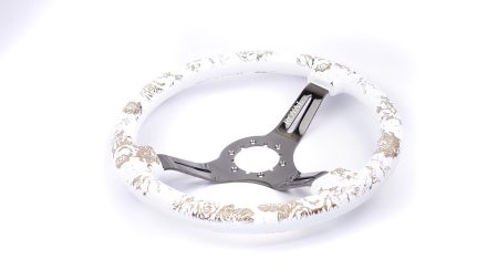 Halo w/ Floral Etch on Black Chrome Spokes - 350mm - Image 2