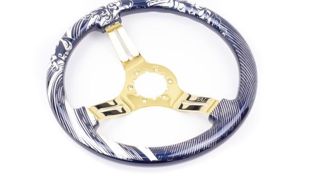 Jetta w/ Great Wave Etch & White Inlay on Gold Spokes - 350mm - Image 5