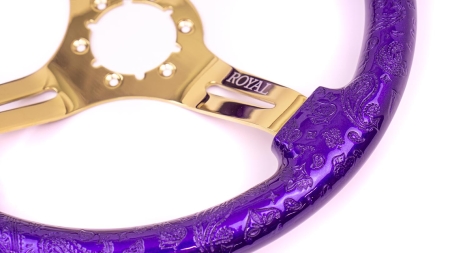 Plumcrazy over Paisley Etch on Gold Spokes - 350mm