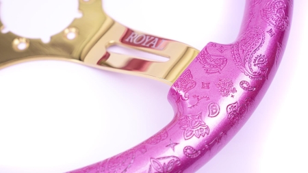 Sassy Pink over Paisley Etch on Gold Spokes - 350mm