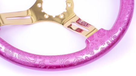 Sassy Pink over Paisley Etch on Gold Spokes - 350mm - Image 2