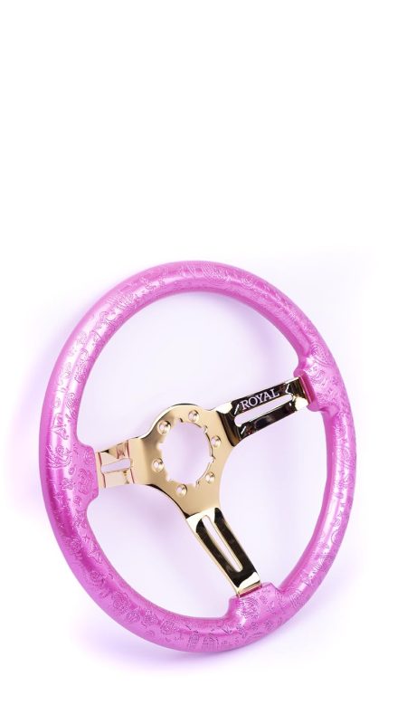 Sassy Pink over Paisley Etch on Gold Spokes - 350mm - Image 9