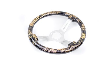 Teggi w/ Floral & Text Etch & Gold Inlay on Silver Spokes - 350mm - Image 2