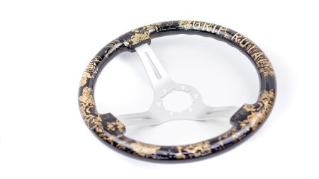 Teggi w/ Floral & Text Etch & Gold Inlay on Silver Spokes - 350mm - Image 11