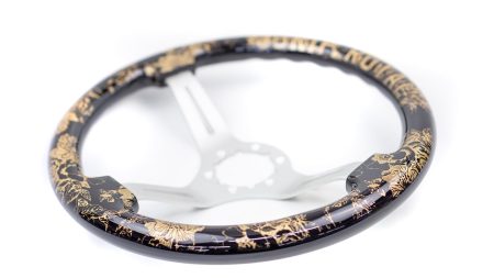 Teggi w/ Floral & Text Etch & Gold Inlay on Silver Spokes - 350mm - Image 10