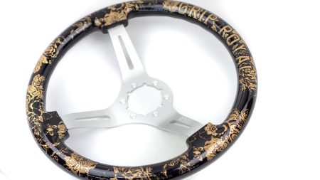 Teggi w/ Floral & Text Etch & Gold Inlay on Silver Spokes - 350mm - Image 8