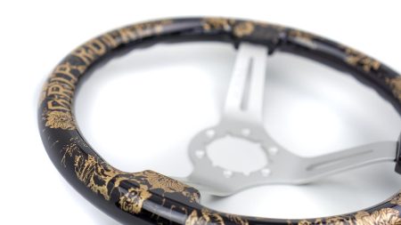 Teggi w/ Floral & Text Etch & Gold Inlay on Silver Spokes - 350mm - Image 6