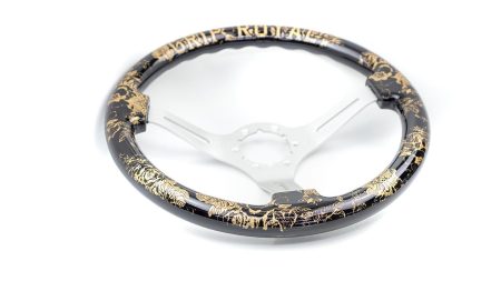 Teggi w/ Floral & Text Etch & Gold Inlay on Silver Spokes - 350mm - Image 4