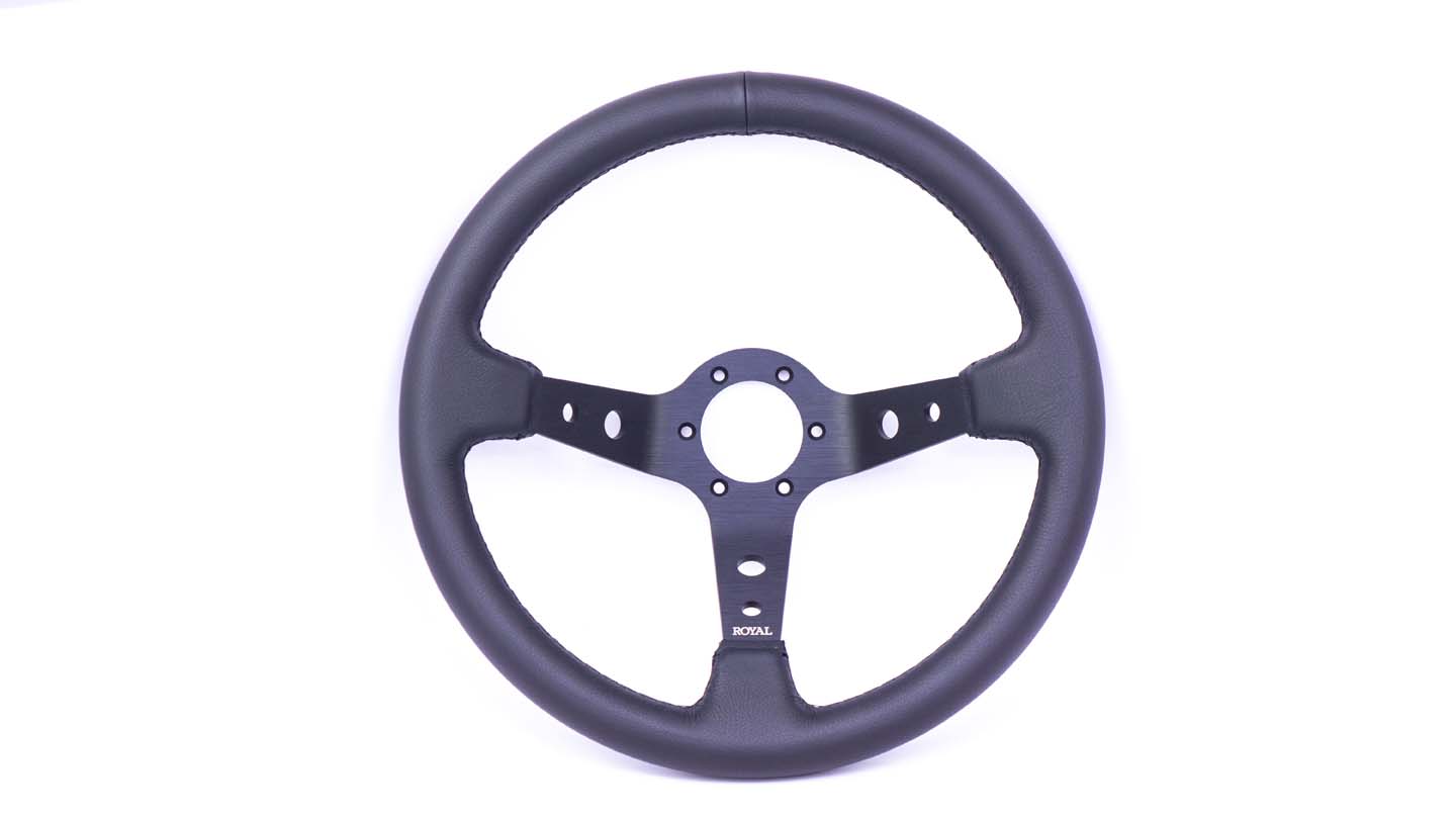 美品　Grip  ステアリング350mm 即納　グリップロイヤル Grip Royal - Steering Wheel - Ace - Black Perforated Leather